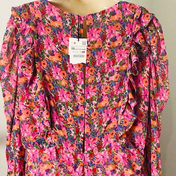 ZARA Blogger Fav Floral Ruffle Mini Dress New Plus Size - Picture 12 of 16